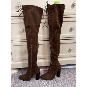 Jeffrey Campbell Olianna Lace Up Brown Suede 7 1/2